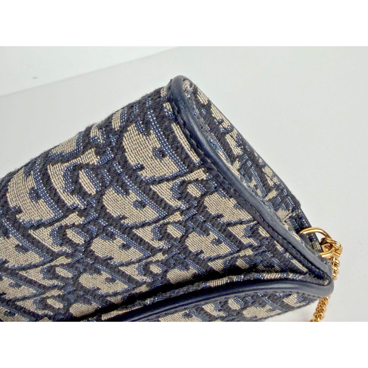 Christian Dior Oblique Jacquard Bobby East-West Chain Clutch Bag in Blue 2023 C6