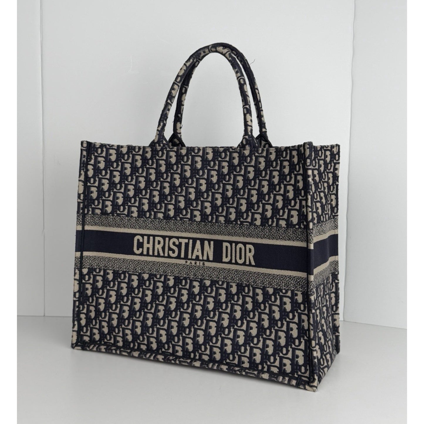Christian Dior Oblique Large Book Tote Bag Blue Classic Monogram Canvas 2019 D3