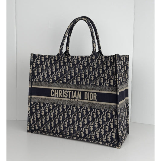 Christian Dior Oblique Large Book Tote Bag Blue Classic Monogram Canvas 2019 D3
