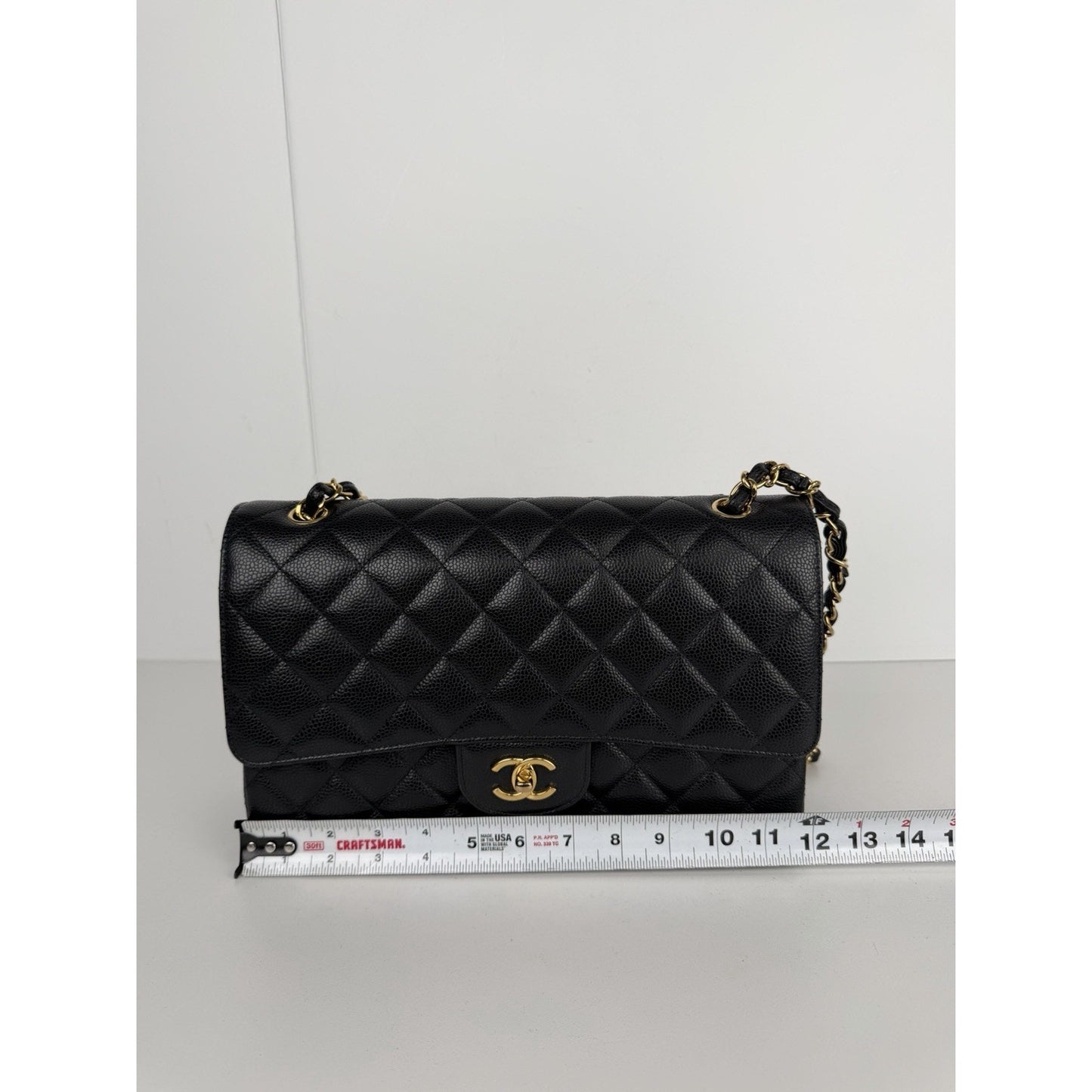Chanel Classic Double Flap Shoulder Bag Jumbo in Black Caviar Leather 2025 dR-1