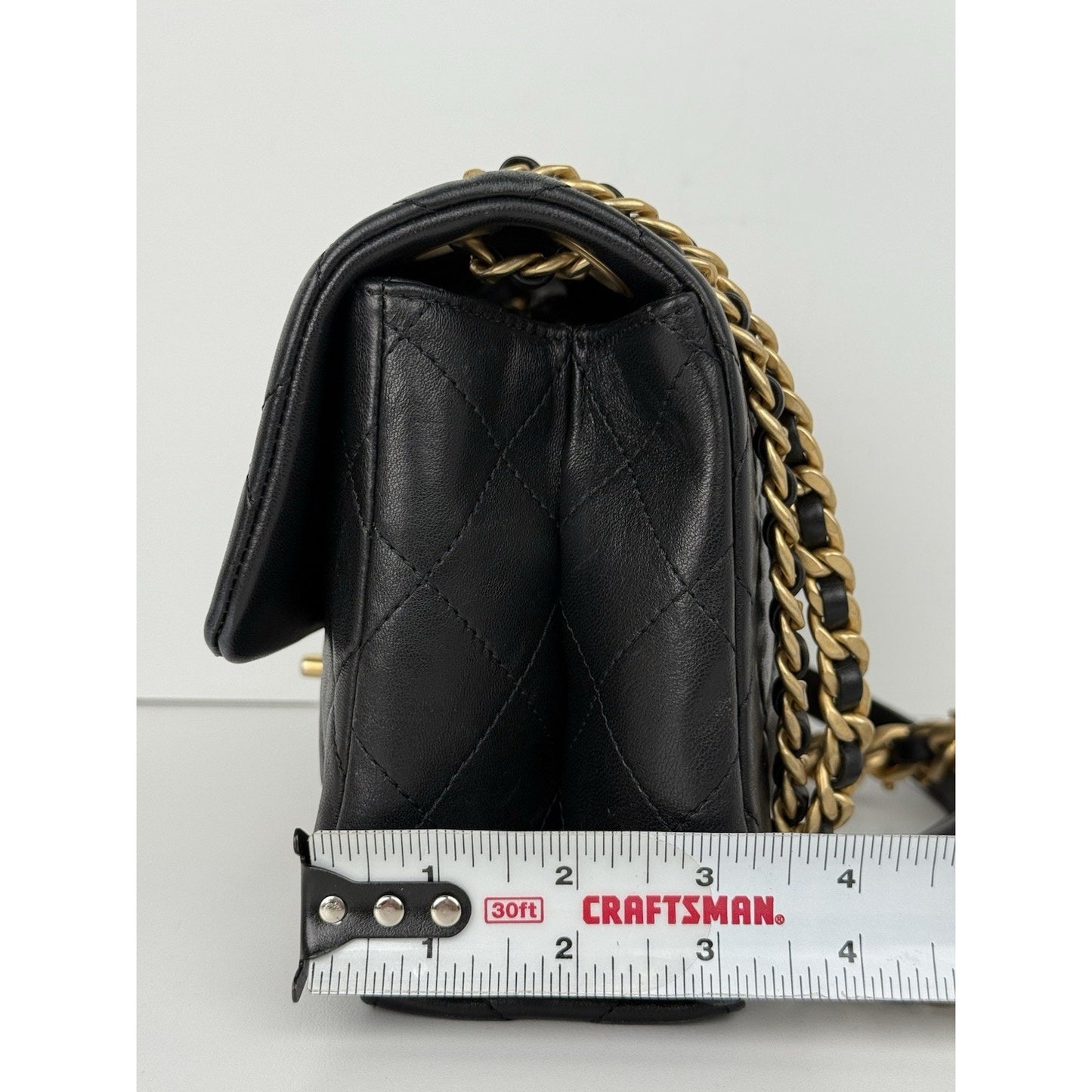 Chanel Timeless Classic Flap Medium Quilted Leather Shoulder Bag Black with Gold