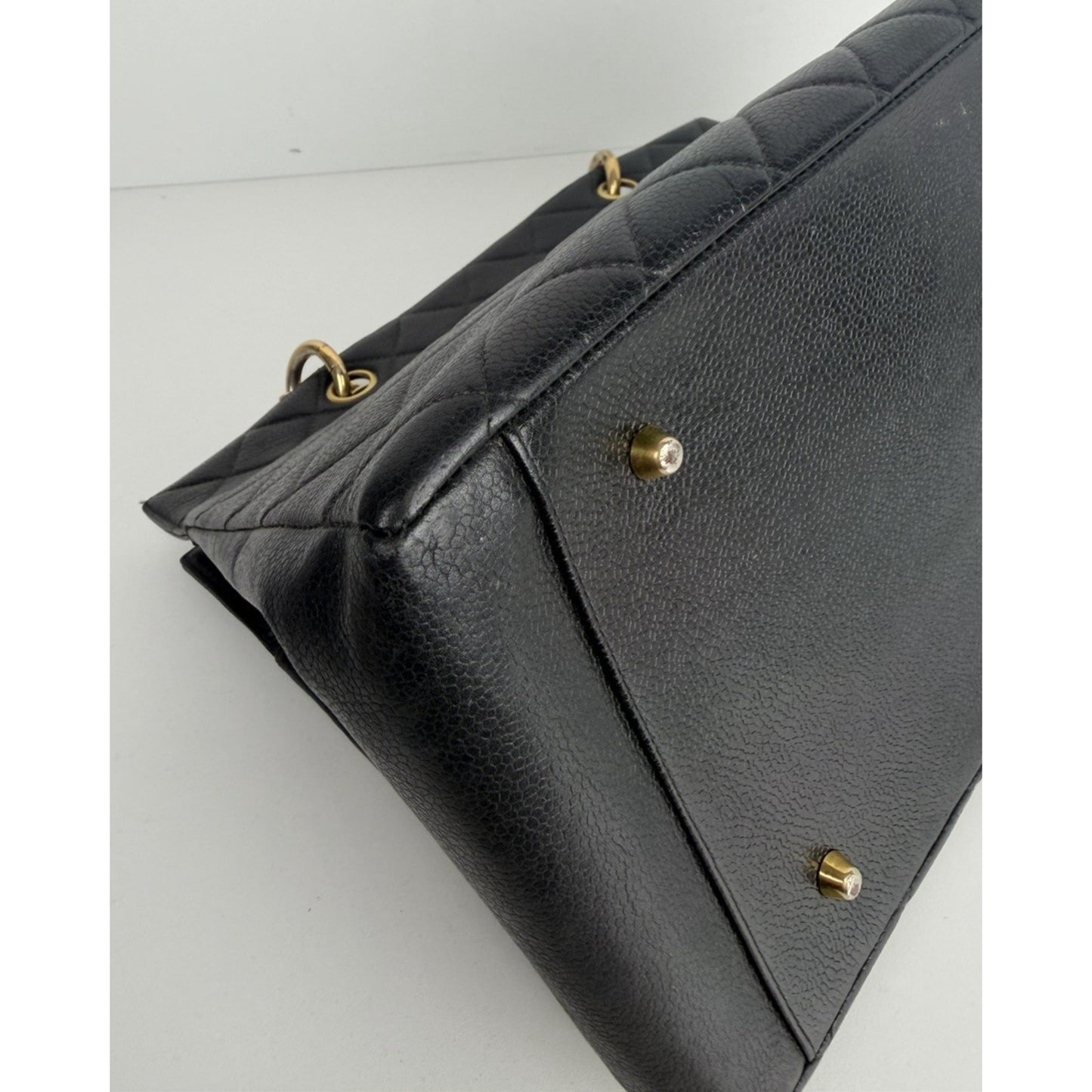 Chanel Grand Shopping Tote Bag in Quilted Black Caviar Leather 1996-1997 C6
