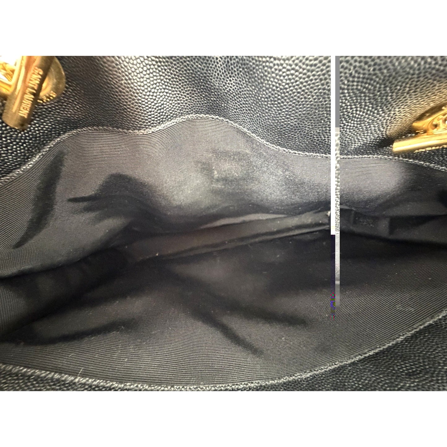 Saint Laurent Monogram Large Shopping Bag in Black Grain de Poudre Leather D9