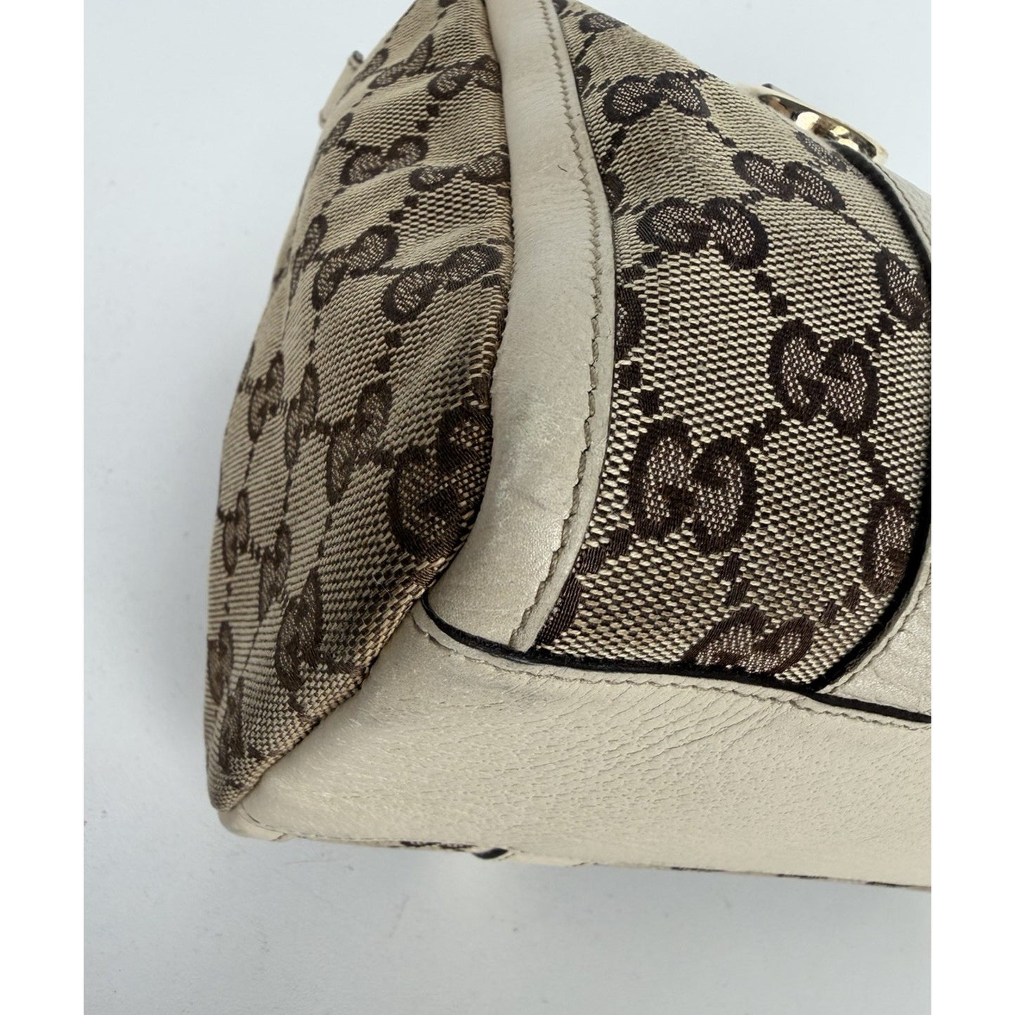 Gucci Abbey Boston Shoulder Bag Small Vintage in Brown GG Monogram Canvas S05