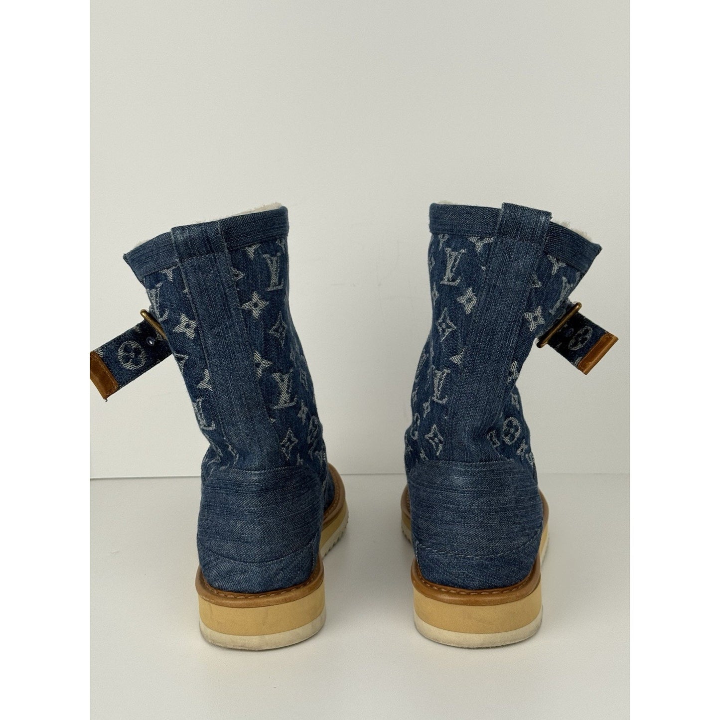 Louis Vuitton × NIGO LV Cozy Line Monogram Blue Denim Mouton Boots Men's US 8
