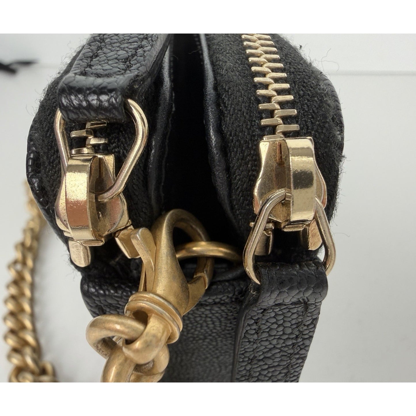 Chanel Boy Double Zip Chain Clutch in Quilted Black Caviar Leather 2019 E4