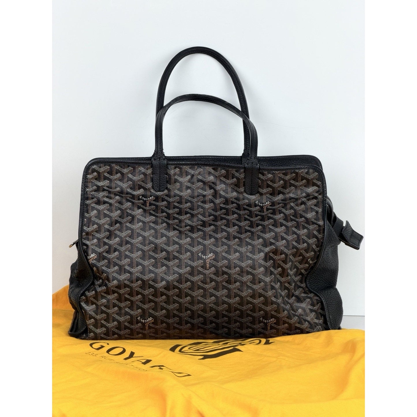 Goyard Sac Hardy PM Pet Carrier Noir in Goyardine Coated Canvas B6
