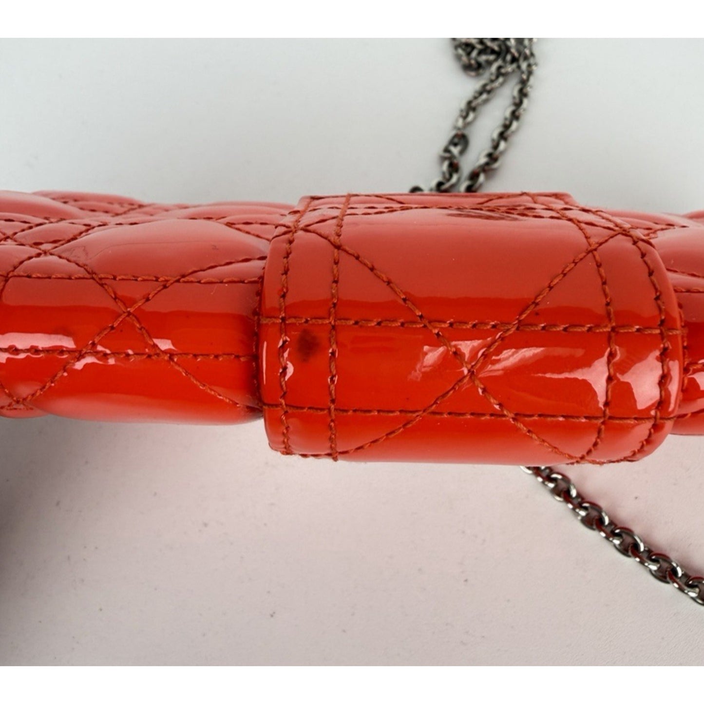 Christian Dior Miss Dior Cannage Patent Leather Wallet on Chain Red S11
