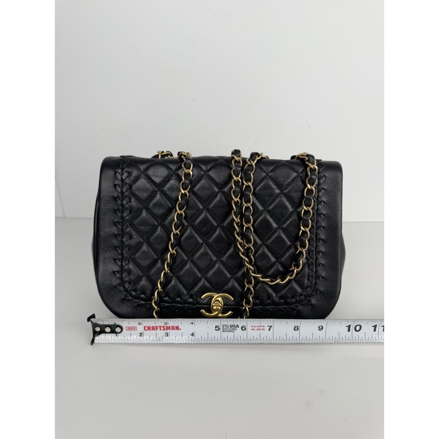 Chanel Braided Saddle Flap Bag in Quilted Black Leather & Gold Hardware 2018 C5