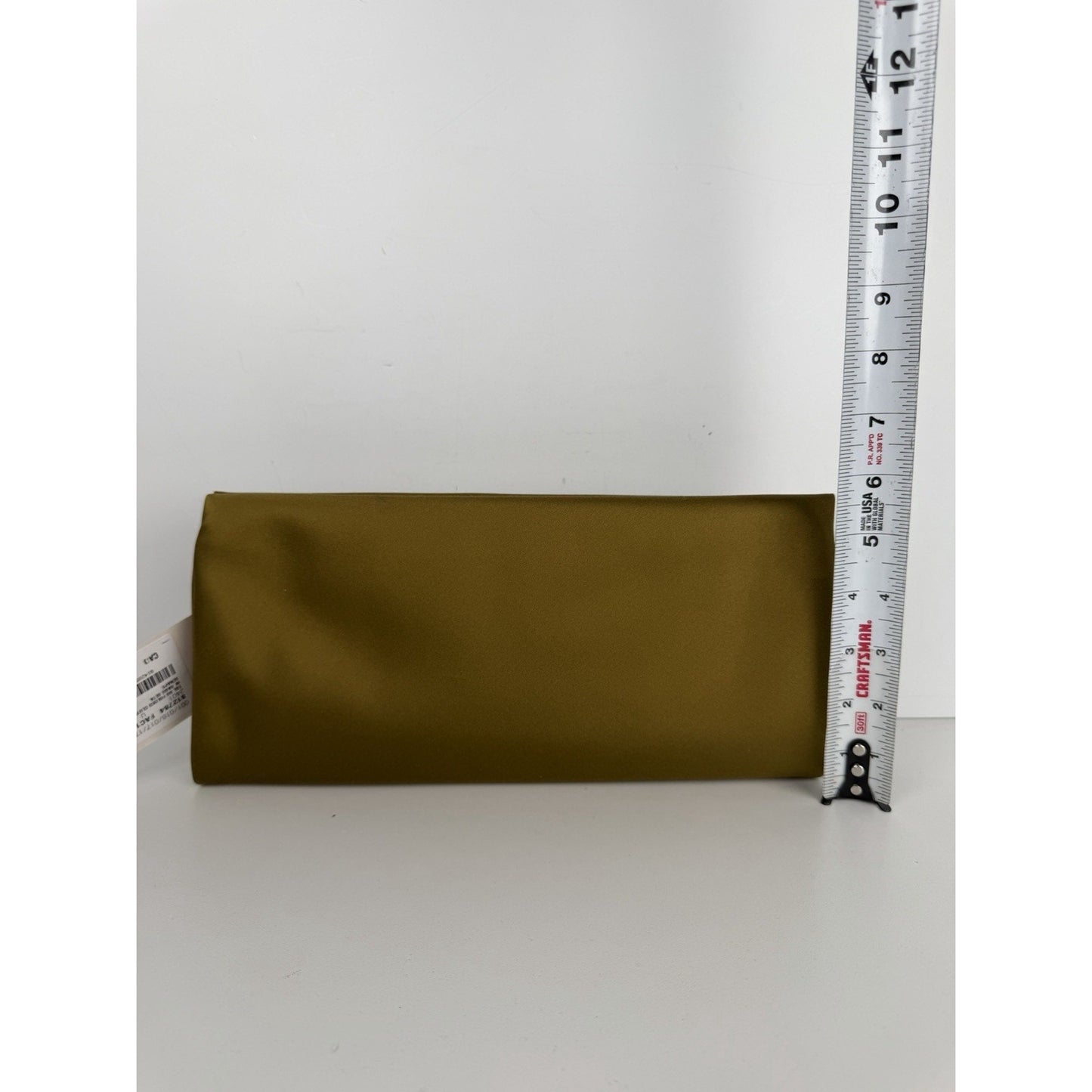 Saint Laurent Evening Soft Clutch Bag in Mustard Green Satin S-05