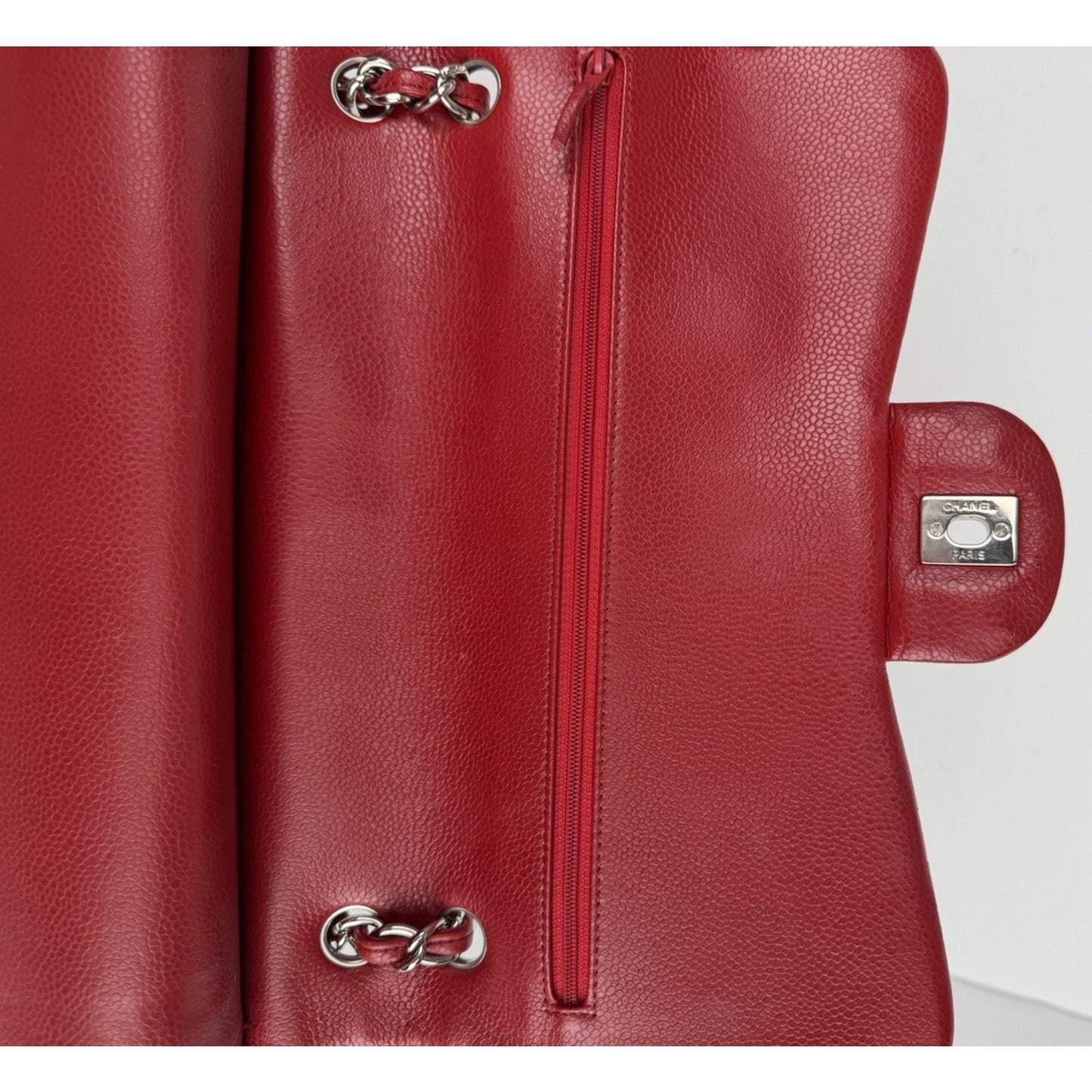 Chanel Classic Double Flap Jumbo Shoulder Bag in Red Leather 2011 D-1
