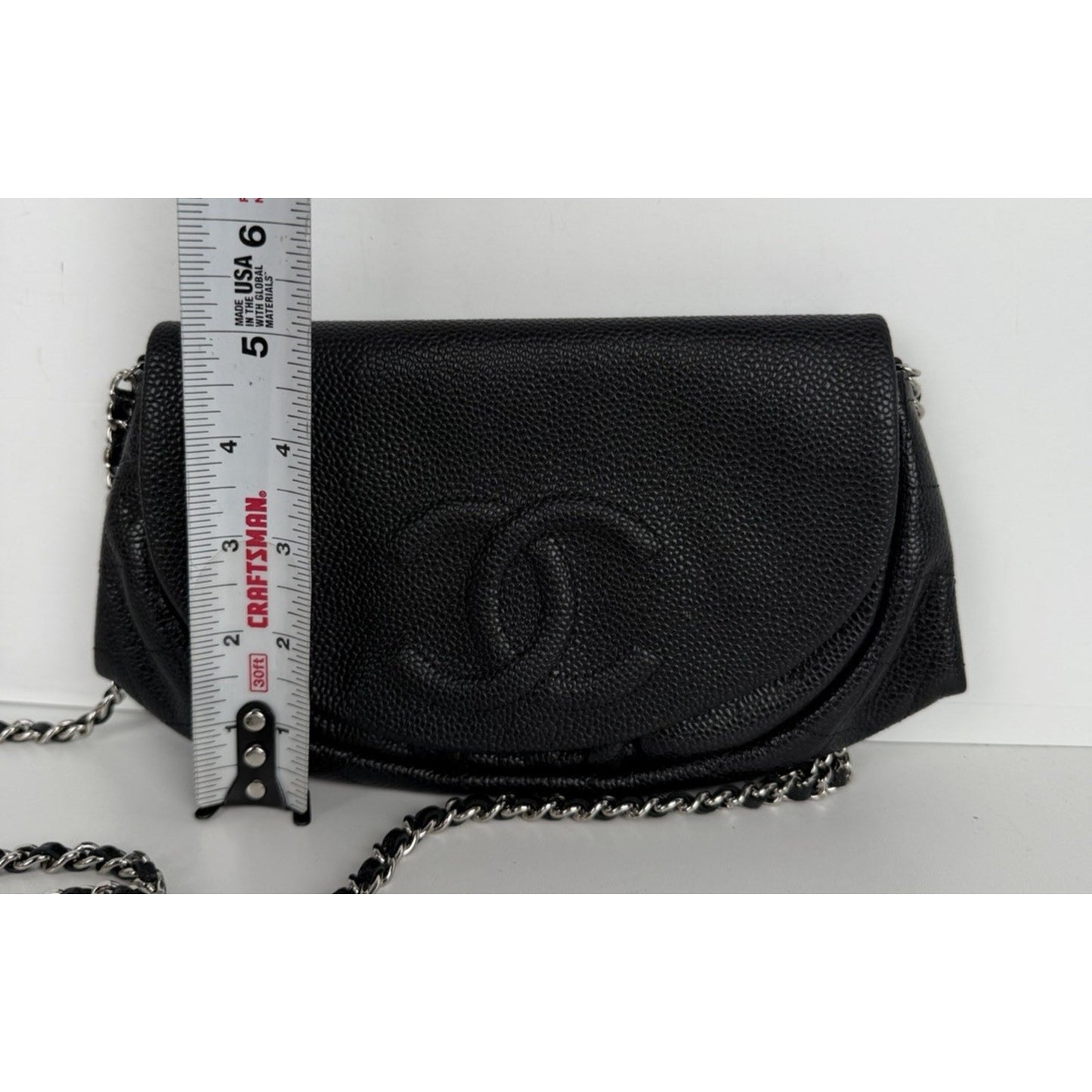 Chanel Half Moon Black Leather Caviar Wallet on Chain (2011) C-4