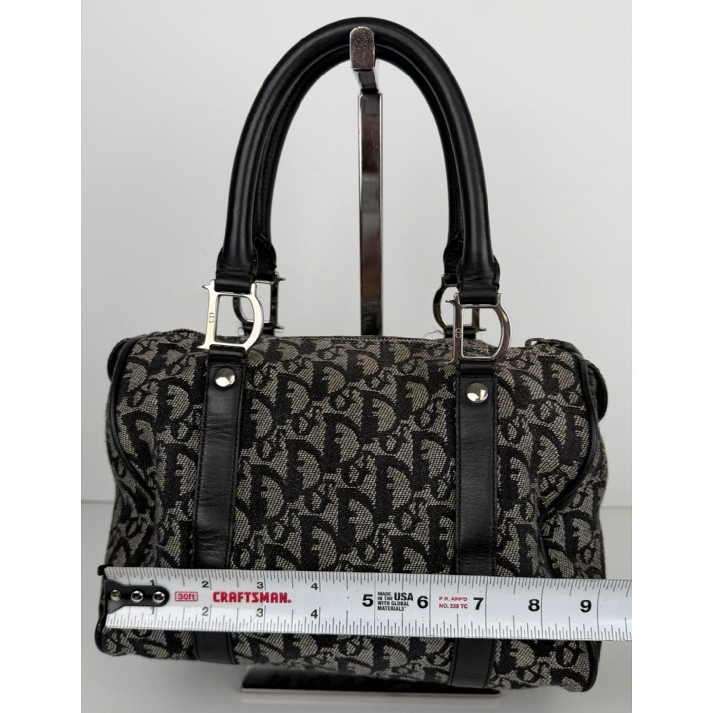 Christian Dior Trotter Boston Small Bag in Black Monogram Canvas 2002 S