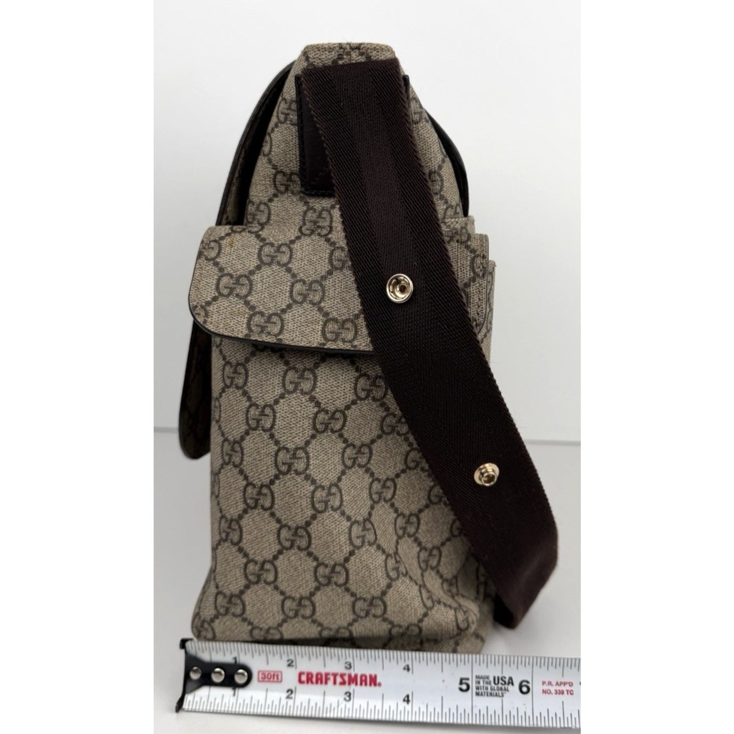 Gucci GG Supreme Diaper Messenger Bag Large in Brown Coated Canvas S