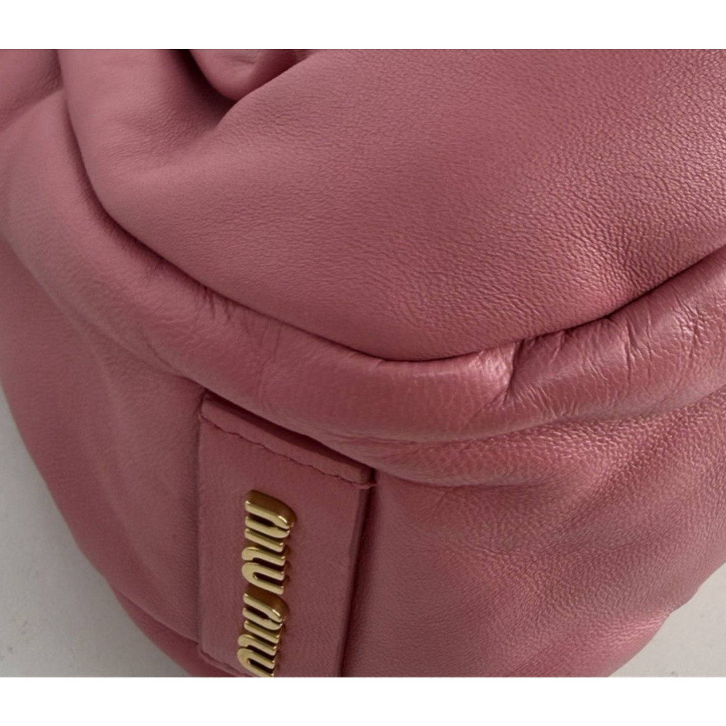 Miu Miu Nappa Knot Top Handle Shoulder Large Puffer Bag in Pink S-15