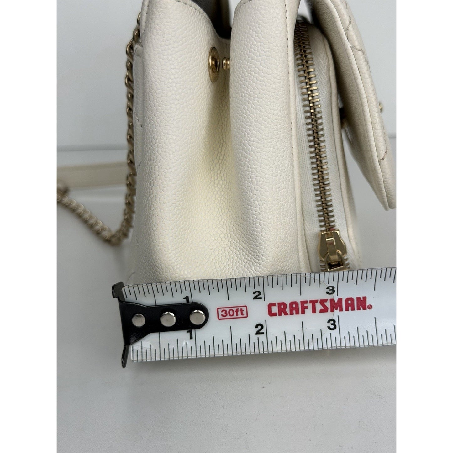 Chanel Business Affinity Flap Bag Small in White Quilted Caviar Leather NFC E4