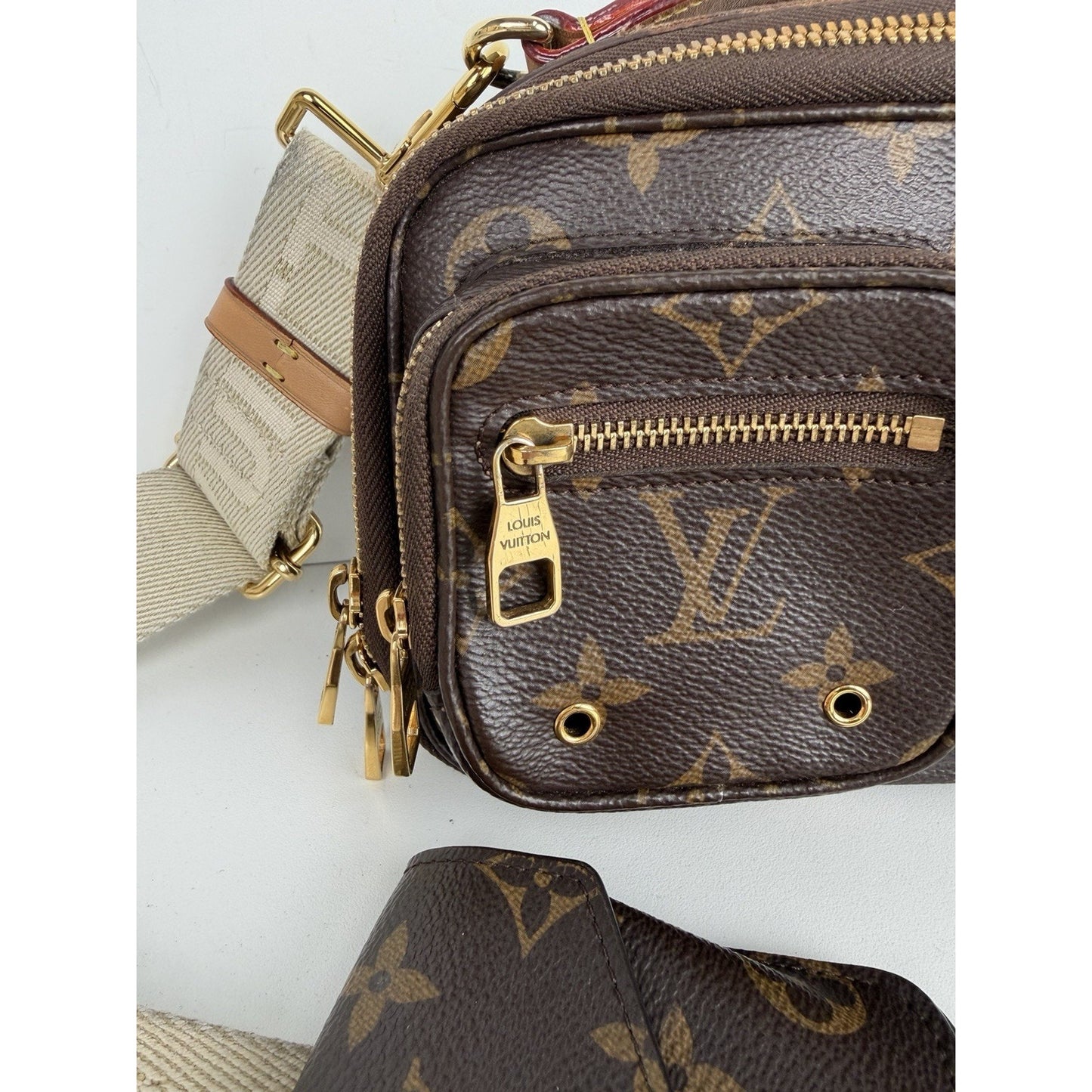Louis Vuitton Utility Shoulder Bag in Brown LV Monogram Coated Canvas NFC E-1