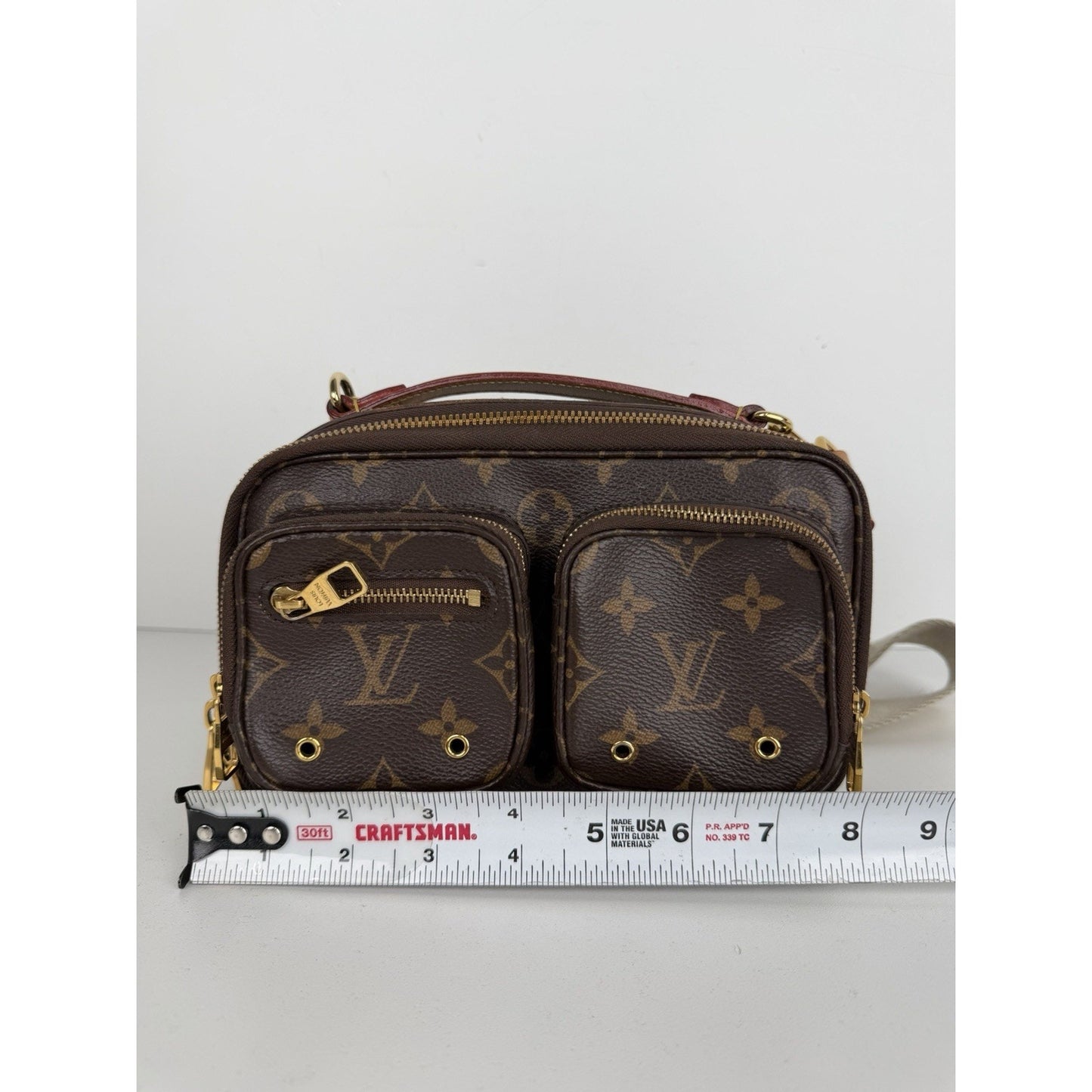 Louis Vuitton Utility Shoulder Bag in Brown LV Monogram Coated Canvas NFC E-1