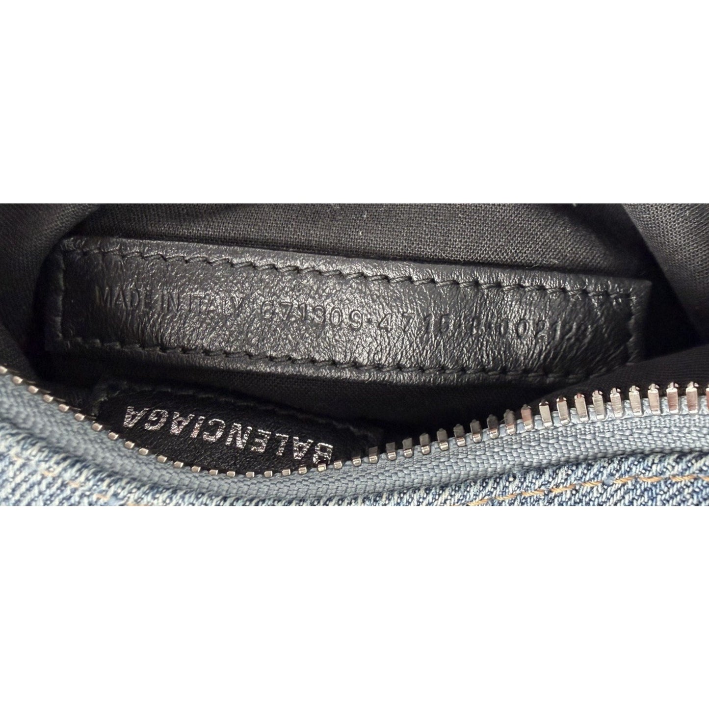 Balenciaga Le Cagole Bag XS in Blue Distressed Denim with Crystal Hardware S-01
