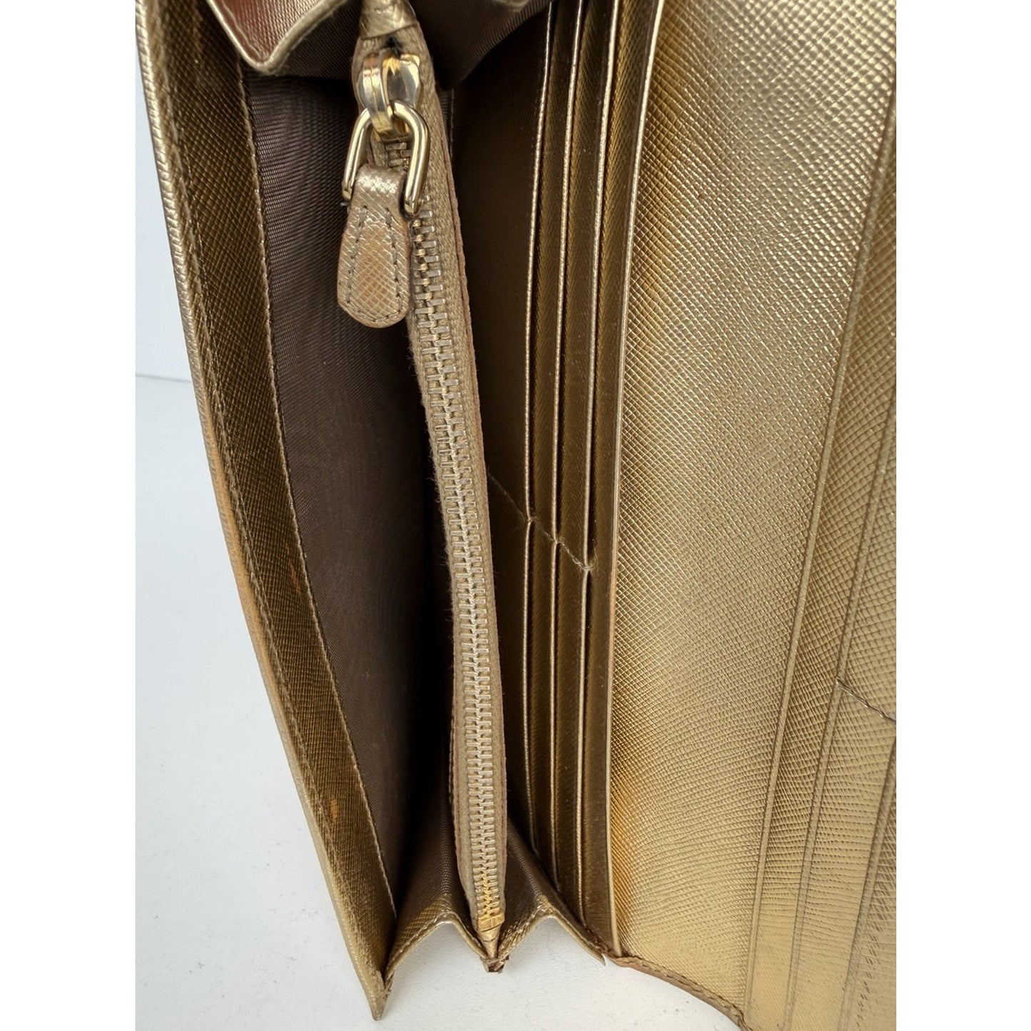 Prada Saffiano Bow Continental Wallet in Crosshatch-Textured Calf Leather