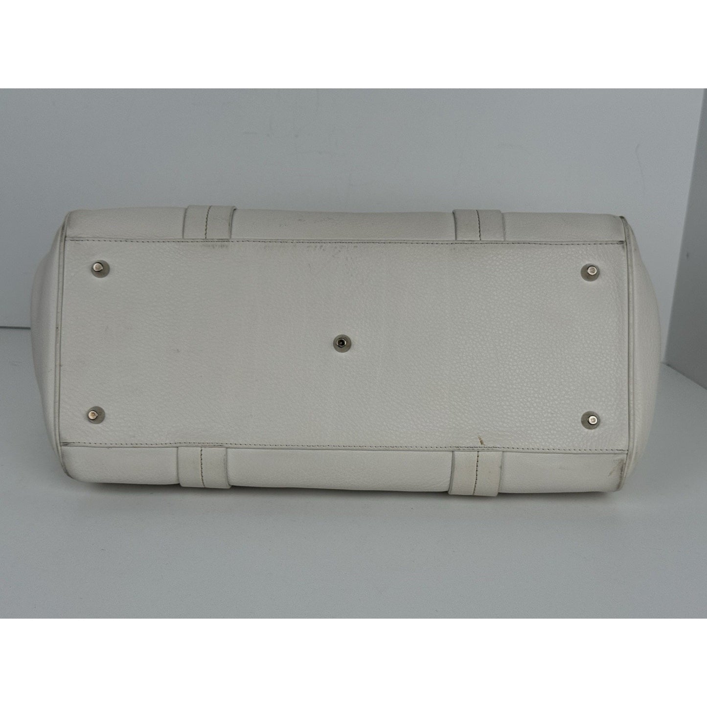 CHRISTIAN DIOR Leather Charm Satchel White