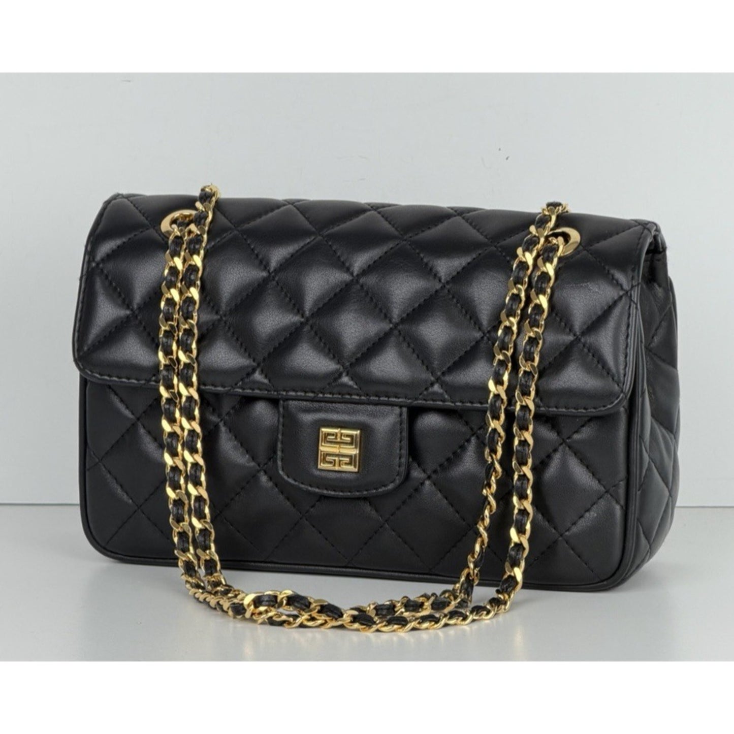 Givenchy 4G Matelasse Quilted Leather Shoulder Bag in Black with Gold HW S05