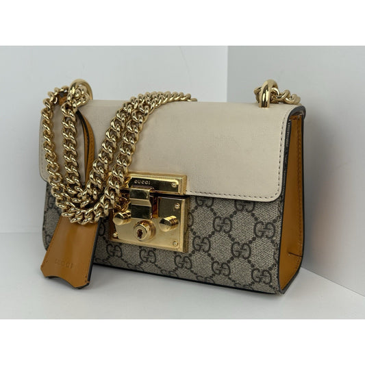 Gucci GG Supreme Monogram Small Padlock Shoulder Bag Beige with Gold Hardware