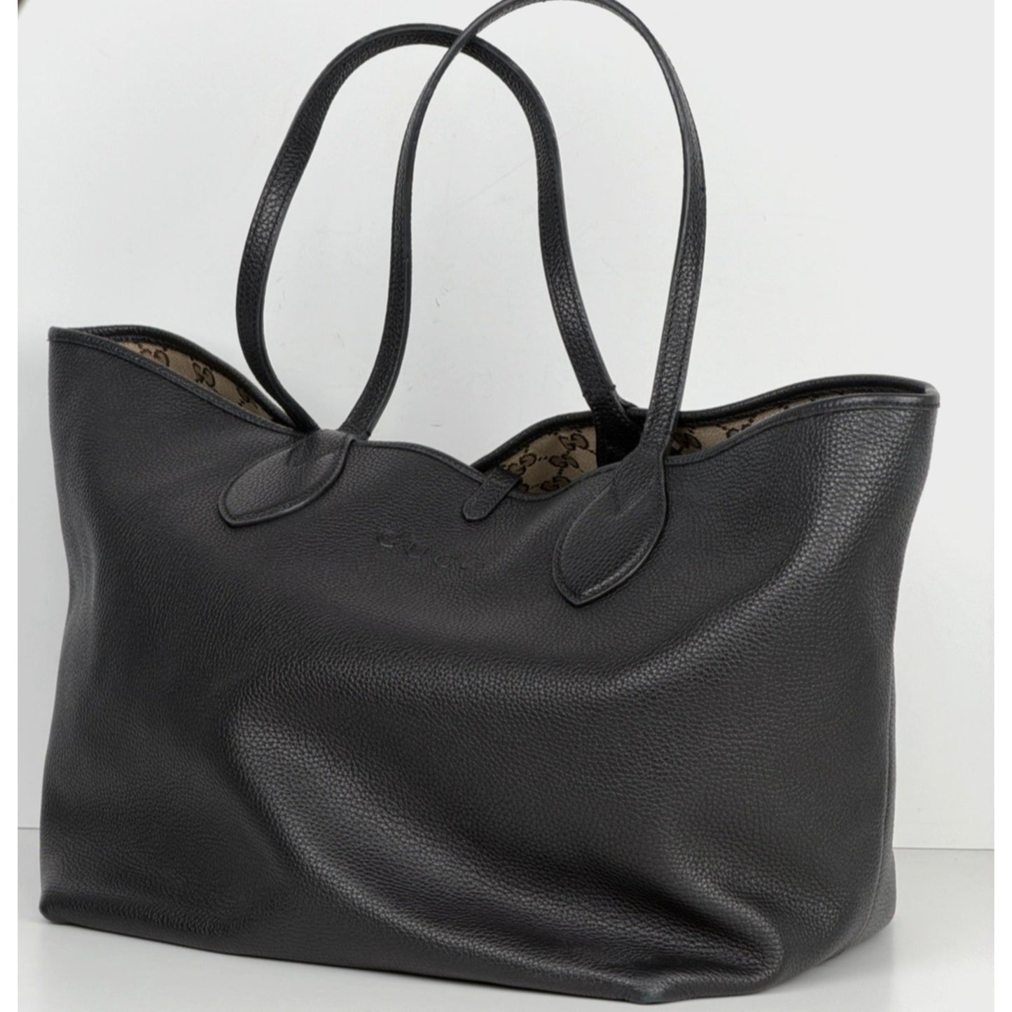 Gucci Totissima Reversible Tote Bag Large in Black Pebbled Leather E-2
