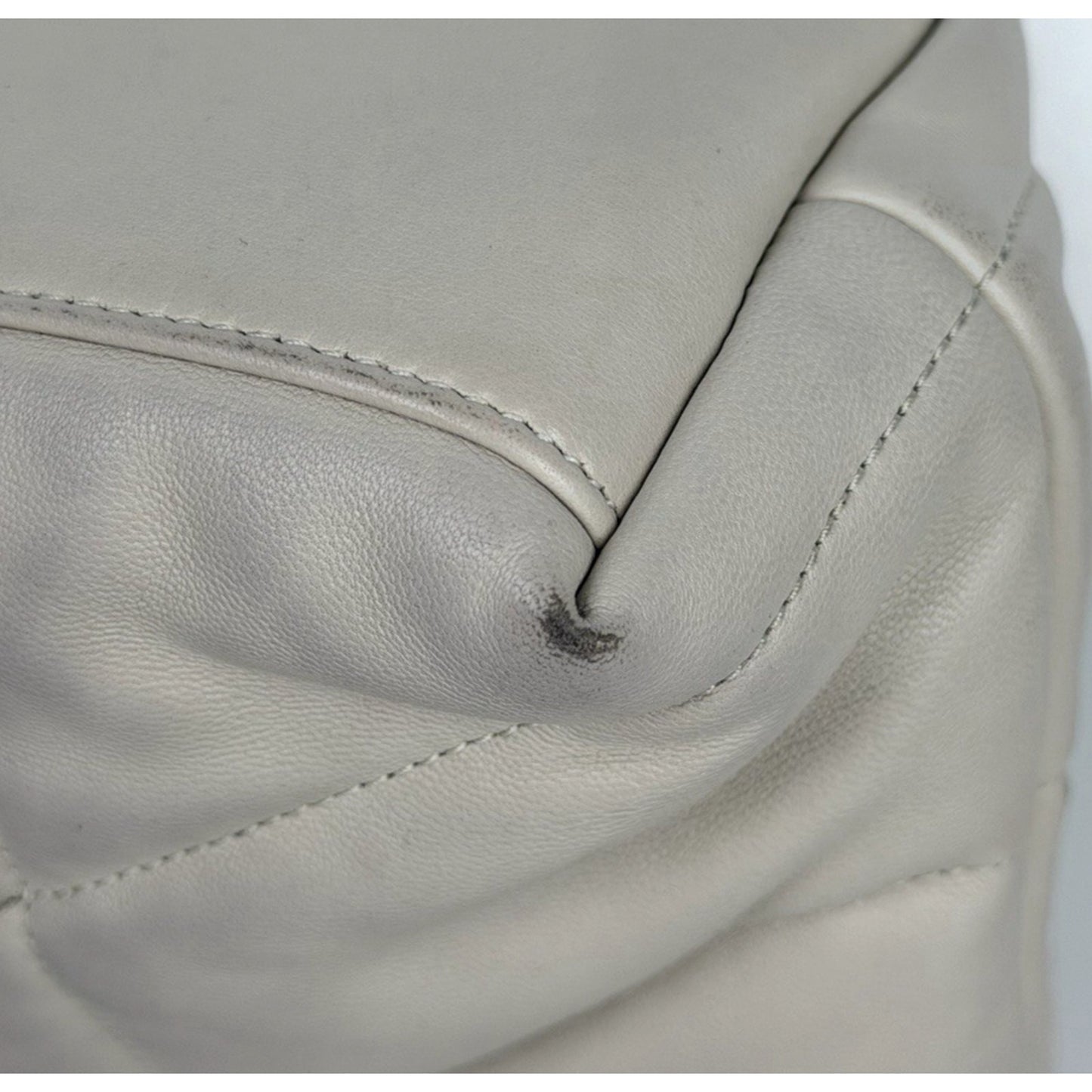 Saint Laurent Loulou Puffer Small Shoulder Bag Quilted White Chevron Leather