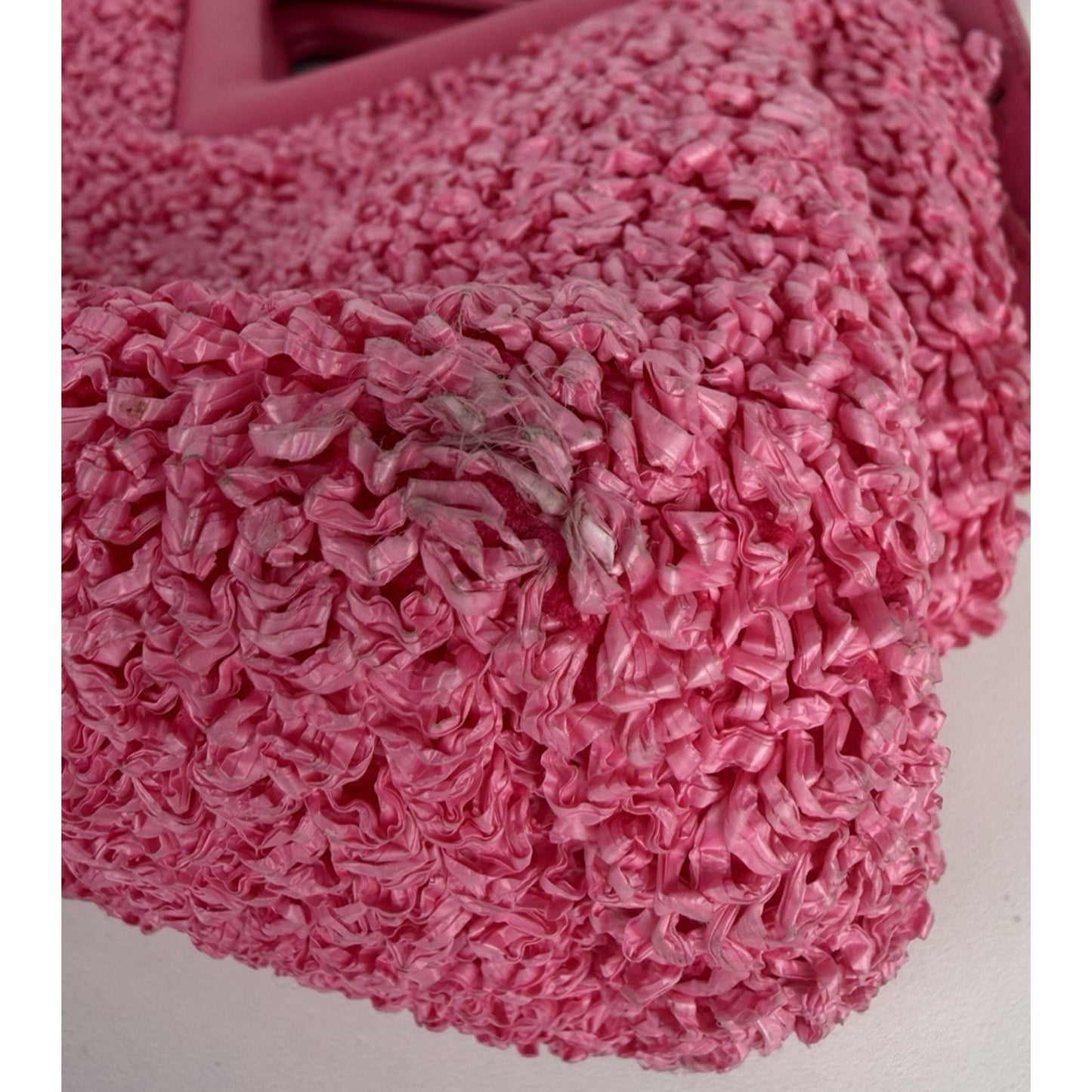 Bottega Veneta Boucle The Point Top Handle Bag Small in Pink Curly Raffia S19