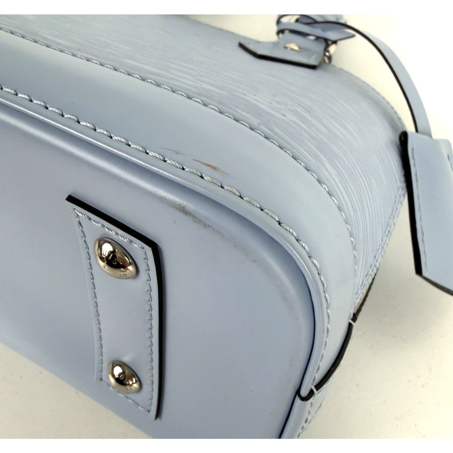 Louis Vuitton Epi Alma BB Bag in Textured Bleu Nuage Leather NFC D9