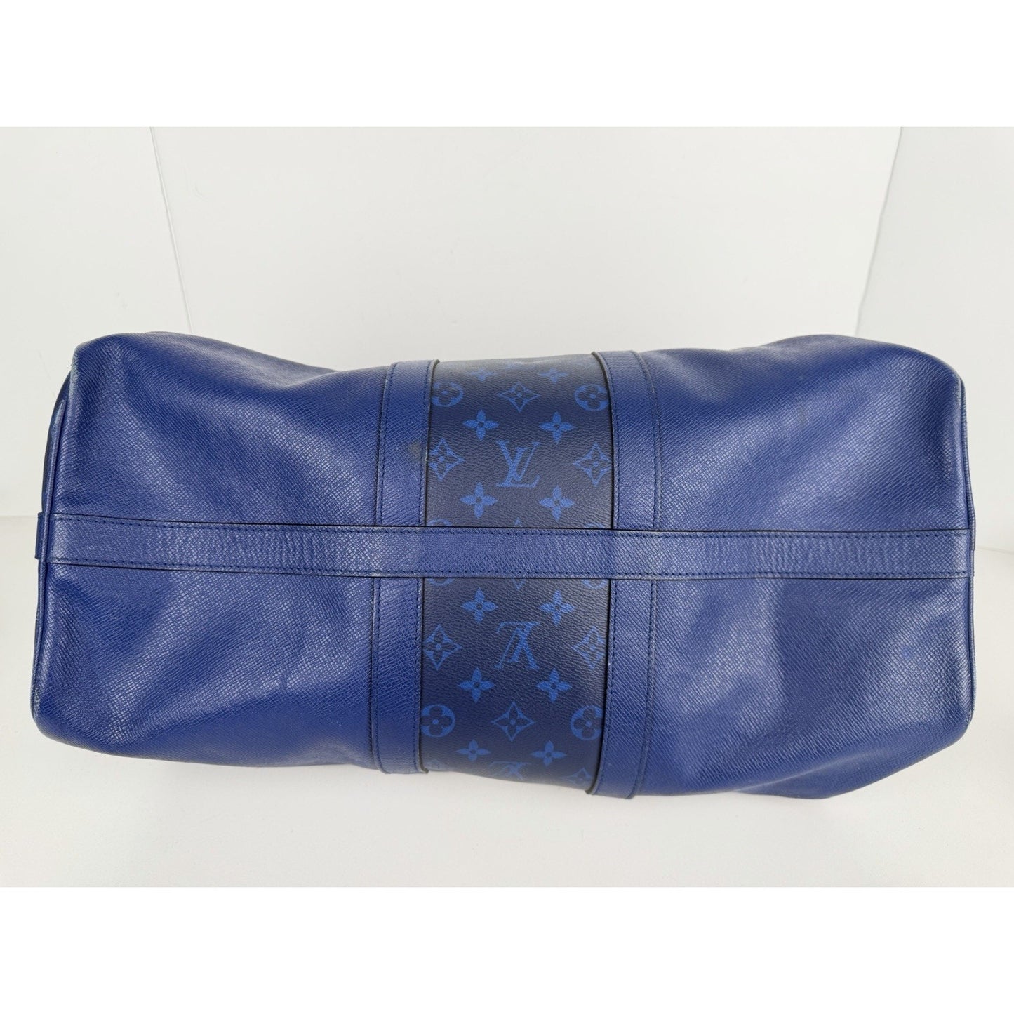 Louis Vuitton Pacific Keepall 50 Bag in Blue Taiga Leather & LV Monogram NFC S