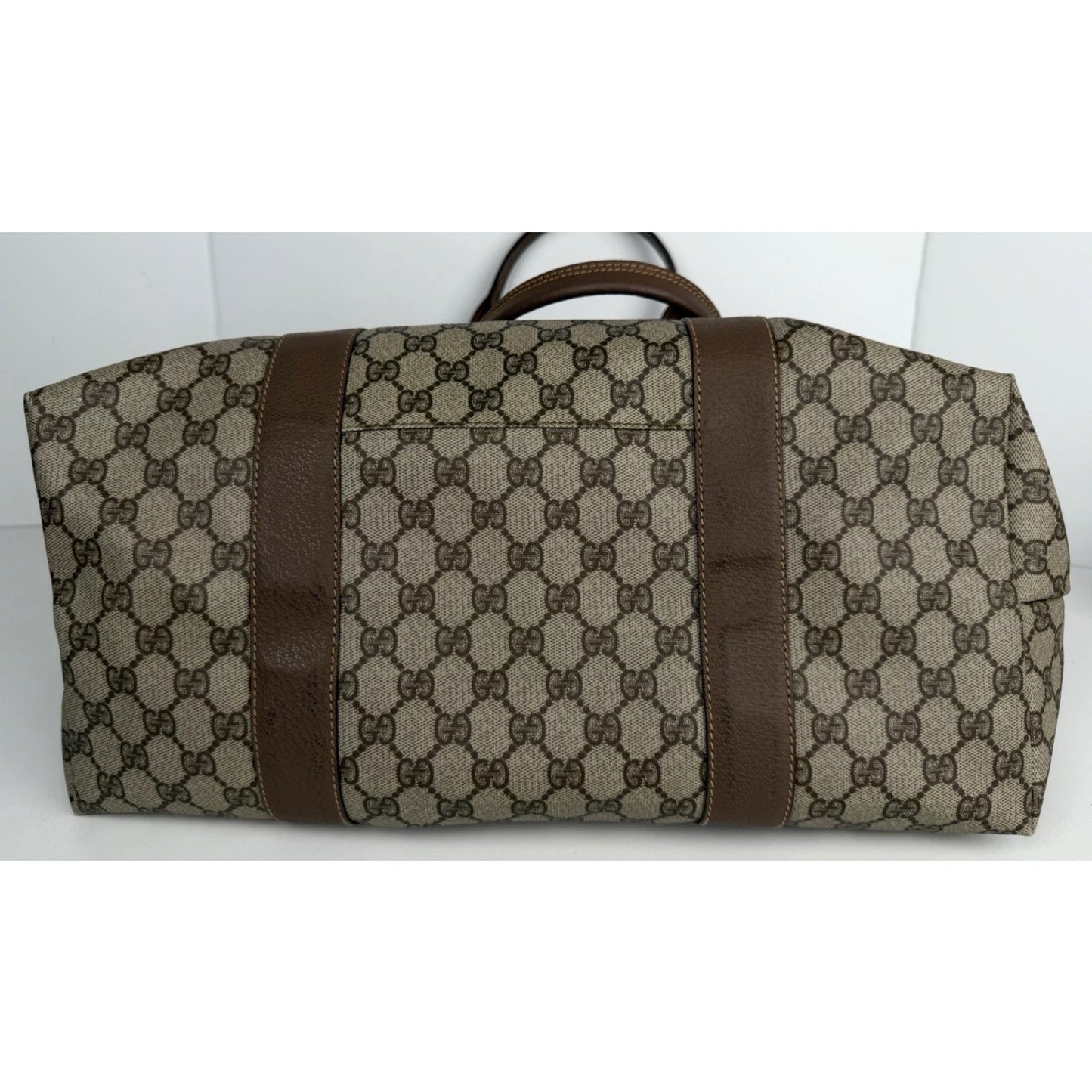 Gucci GG Supreme Large Travel Tote Bag in Brown Coated Canvas S