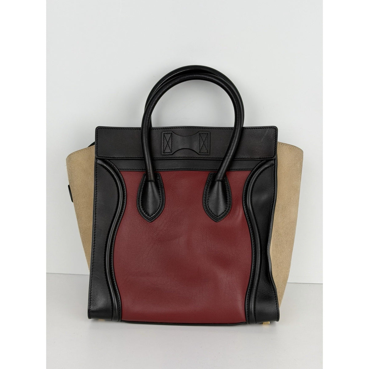 Celine Luggage Tote Bag Micro in Tri-Color Calfskin Leather and Suede S