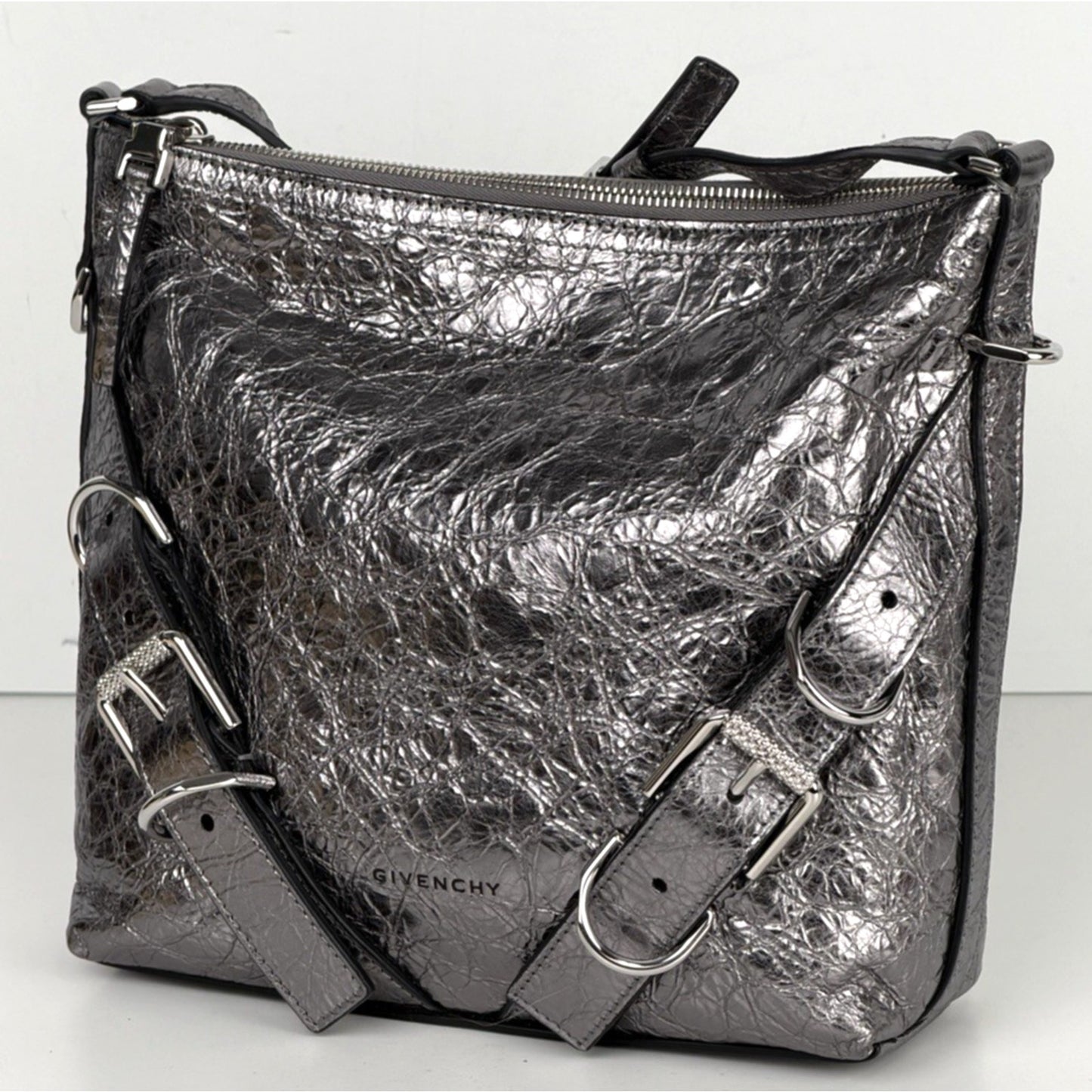 Givenchy Voyou Small Bag is Crafted From Metallic Crinkled Leather S