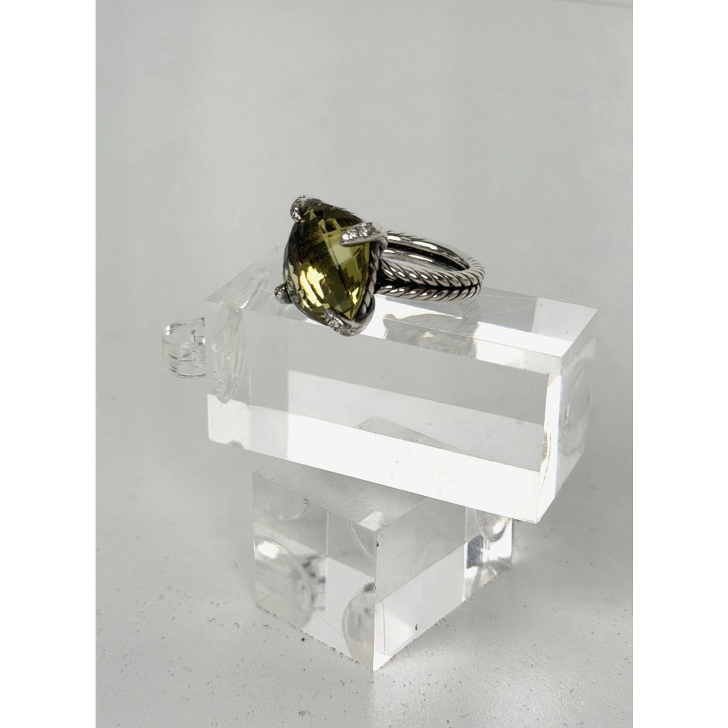 David Yurman Chatelaine Ring Lemon Citrine Gemstone in Sterling Silver 925