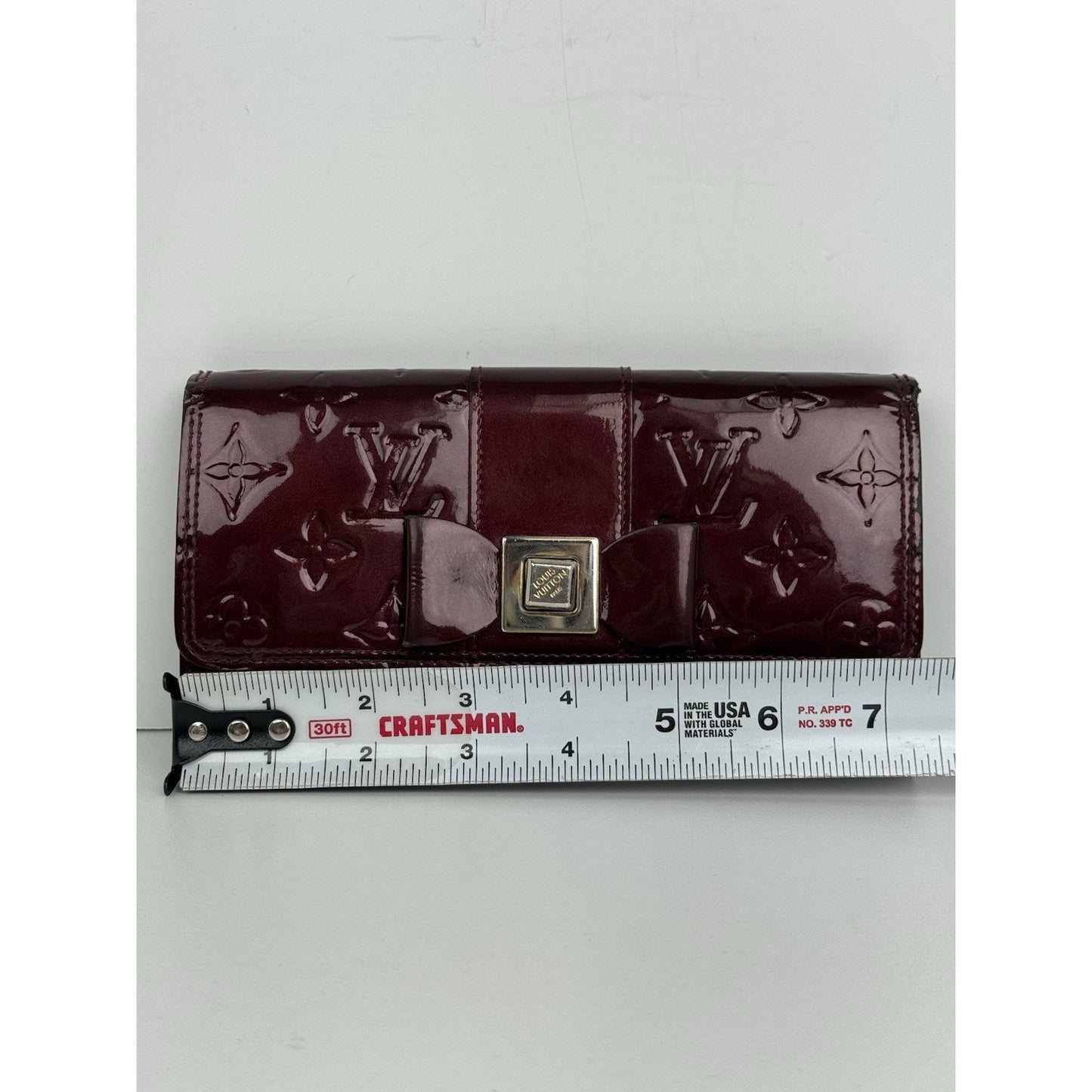Louis Vuitton Monogram Vernis Sarah Noeud Bow Flap Wallet Rouge Fauviste