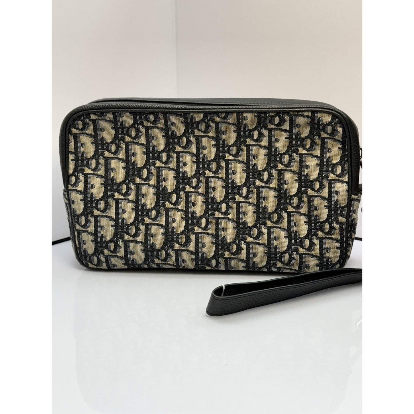 CHRISTIAN DIOR Oblique jacquard Wristlet Pouch Blue