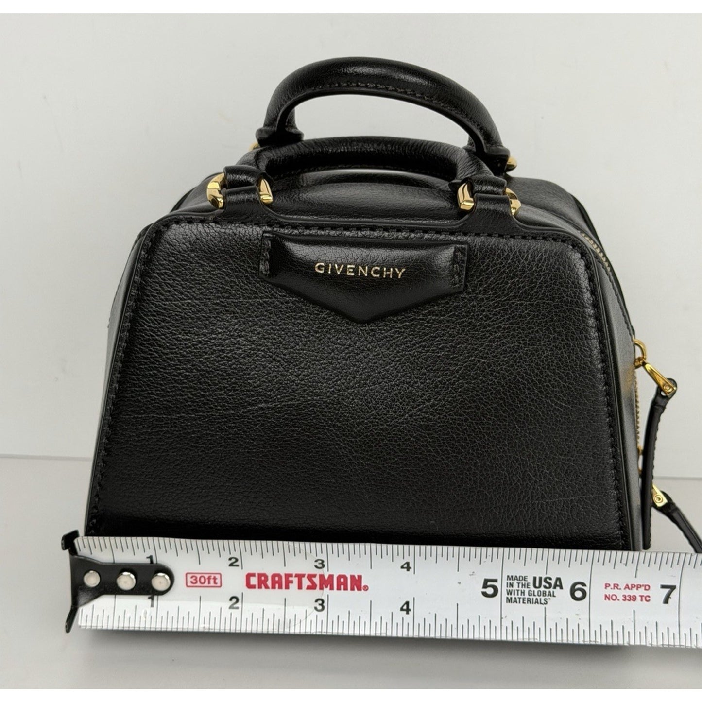 Givenchy Nano Antigona Cube Top Handle Bag in Black Shiny Leather
