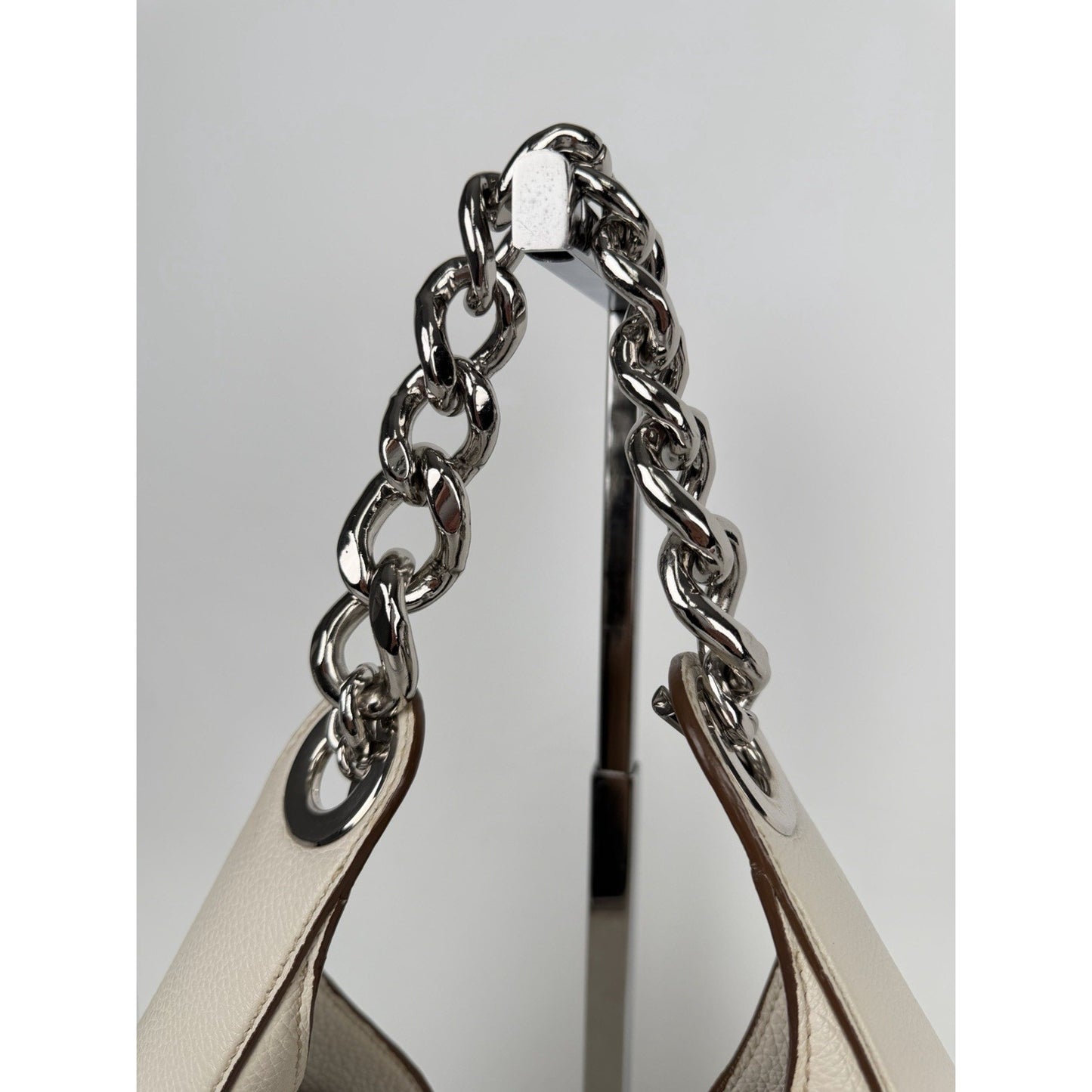 Prada Vitello Daino Chain Link Hobo Bag Large in Beige Leather S