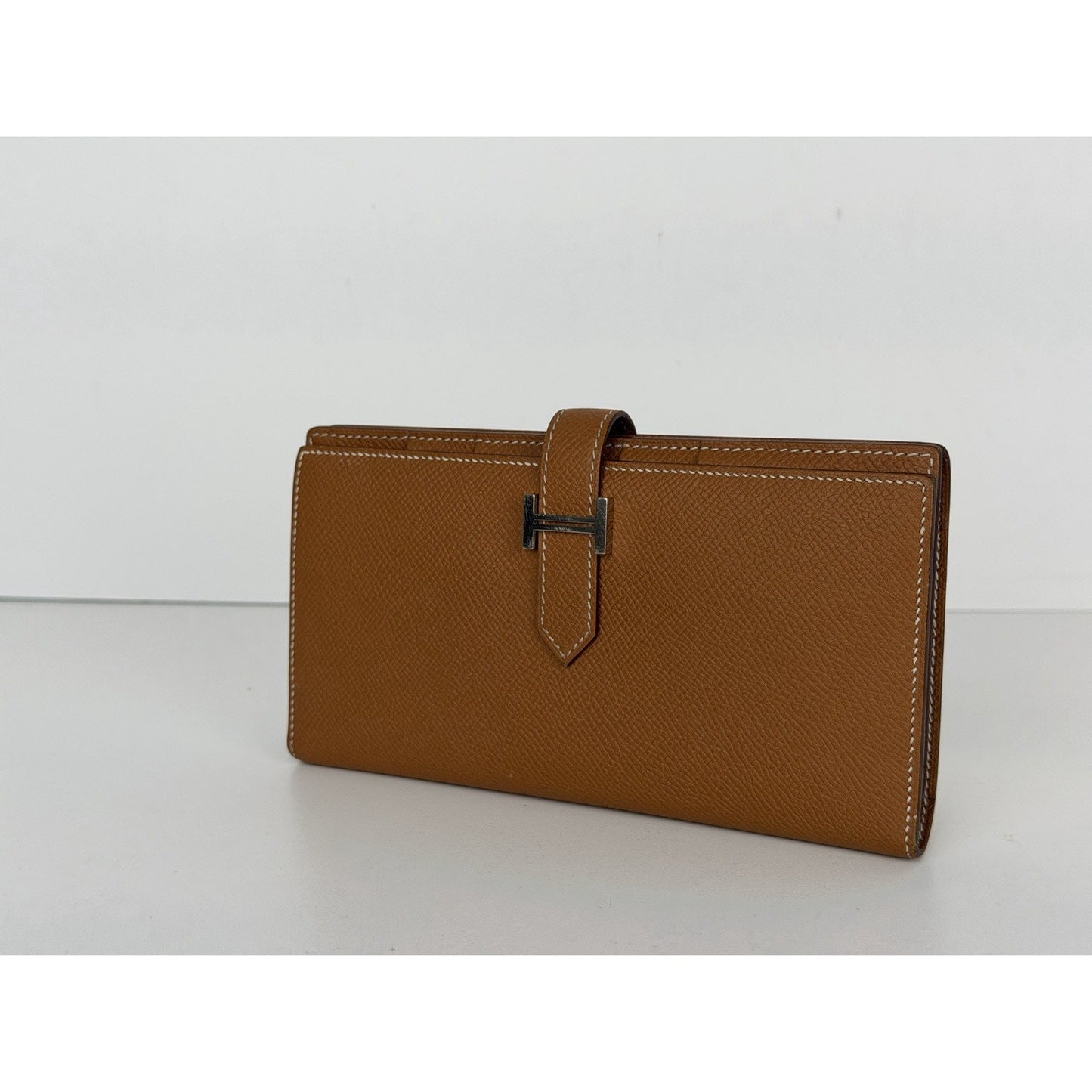 Hermes Bearn Soufflet Long Wallet in Gold Epsom Leather 2022