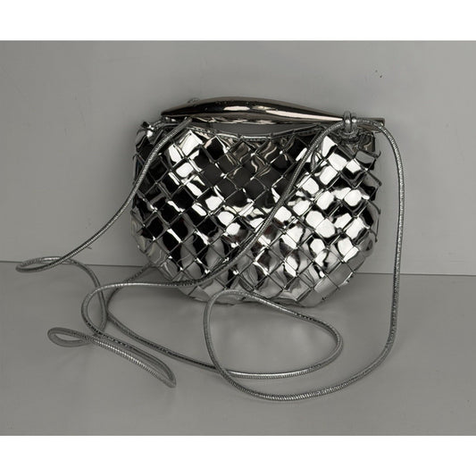 Bottega Veneta Mini Sardine Bag Silver Mirror Laminated Nappa Intrecciato C2
