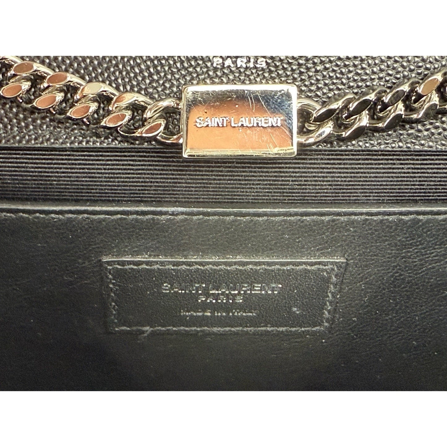 Saint Laurent Kate Grained Black Leather Chain Strap Shoulder Bag
