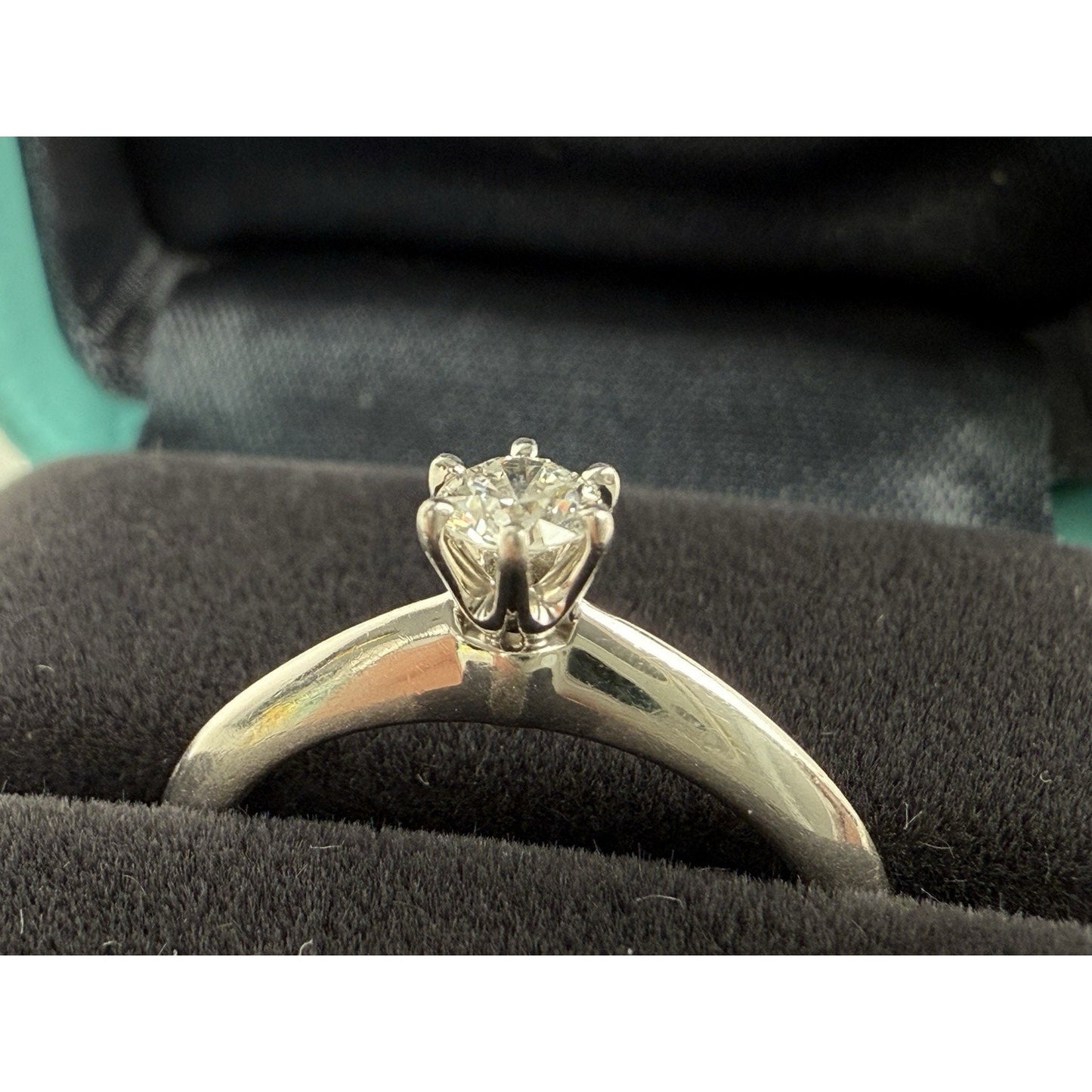 Tiffany & Co Platinum Diamond Engagement Ring 0.15 Carat Brilliant Cut Size 4.75