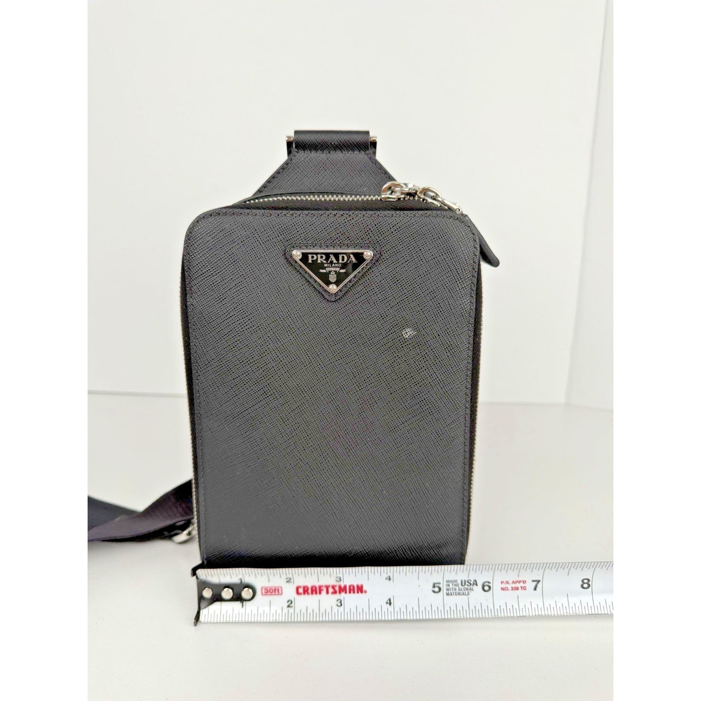 Prada Brique Saffiano Leather Shoulder Bag Black