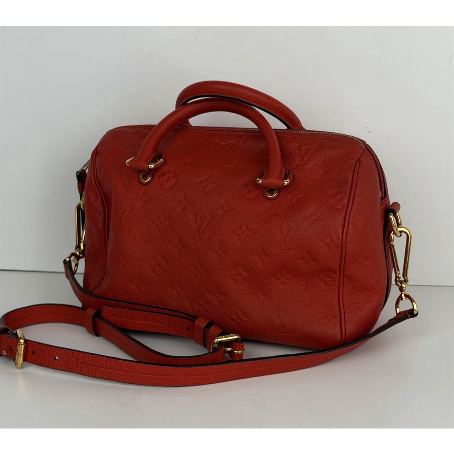 Louis Vuitton Speedy Bandouliere 25 Bag Red Monogram Empreinte Leather 2012 D4
