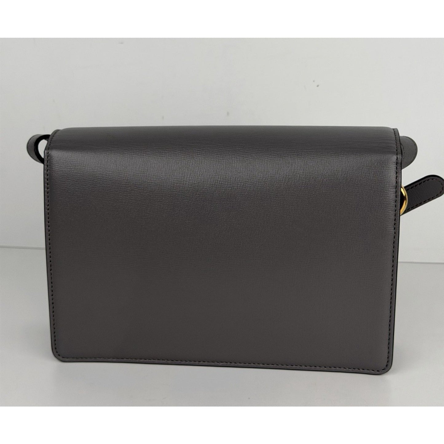 Gucci GG Ring Shoulder Bag Small Light Grey Smooth Leather Interlocking S18