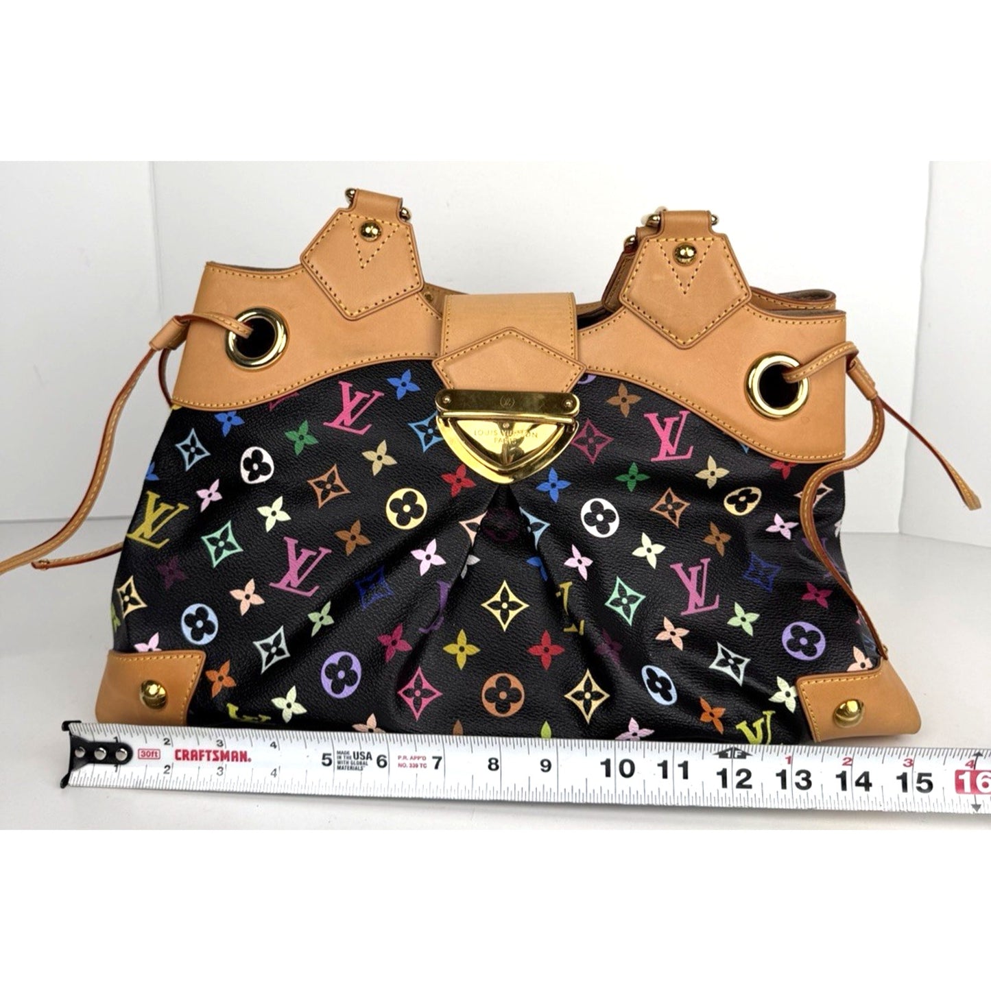 Louis Vuitton x Takashi Murakami Ursula Bag in Black and Multicolore Coated D-4