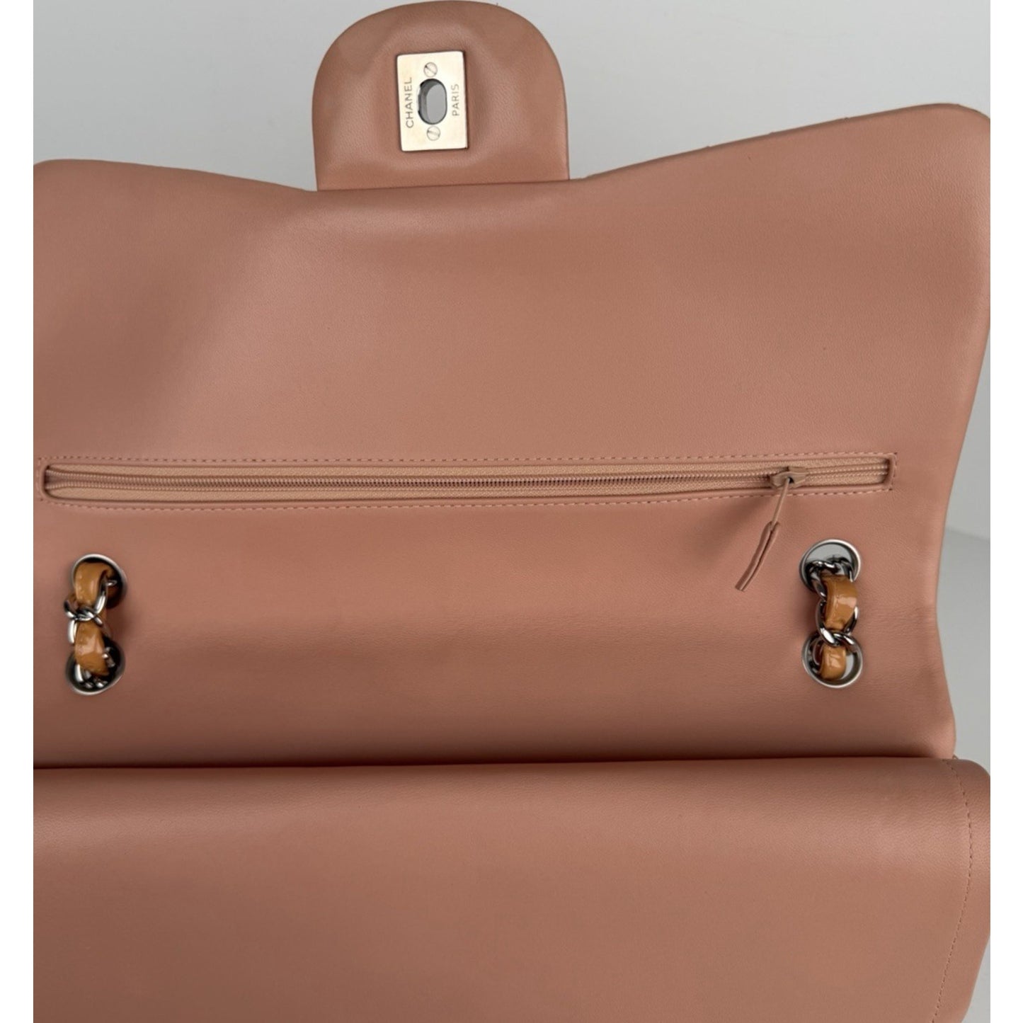 Chanel Classic Double Flap Jumbo Bag in Shiny Orange Patent Leather 2011 D1