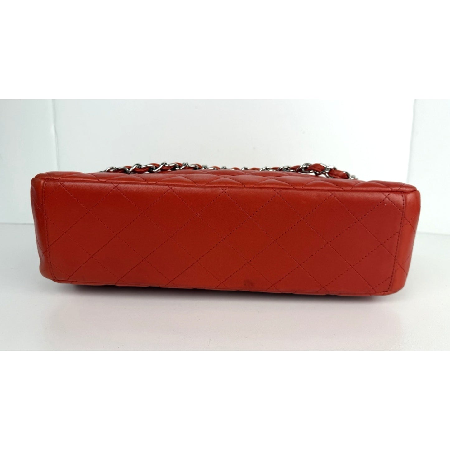 Chanel Classic Double Flap Maxi Bag in Orange Red Quilted Leather 2011 C8